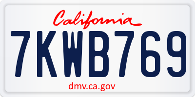 CA license plate 7KWB769