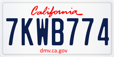 CA license plate 7KWB774