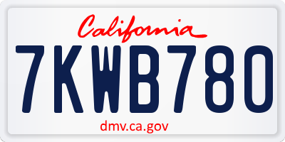 CA license plate 7KWB780
