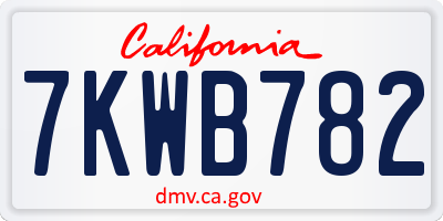 CA license plate 7KWB782