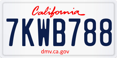 CA license plate 7KWB788