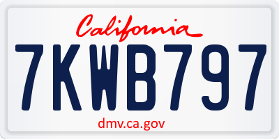 CA license plate 7KWB797