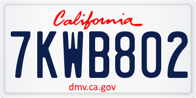 CA license plate 7KWB802