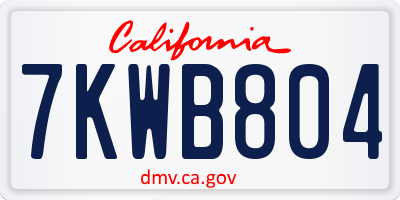 CA license plate 7KWB804
