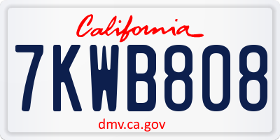 CA license plate 7KWB808