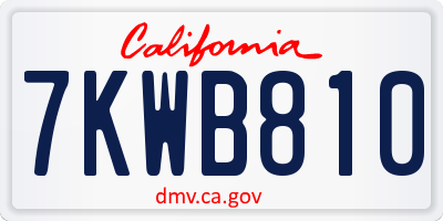 CA license plate 7KWB810