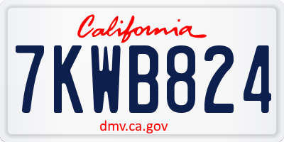 CA license plate 7KWB824