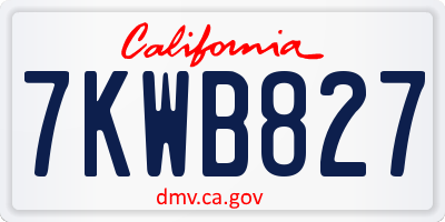 CA license plate 7KWB827