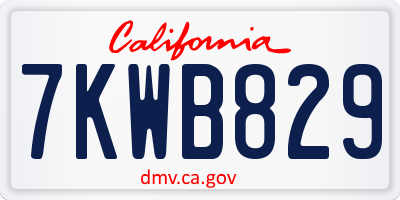 CA license plate 7KWB829