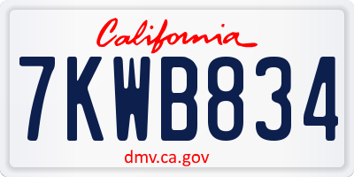 CA license plate 7KWB834