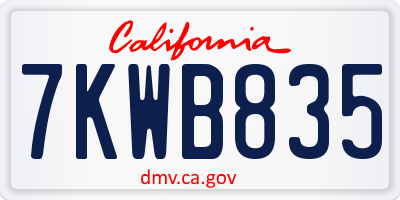 CA license plate 7KWB835