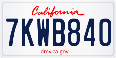CA license plate 7KWB840