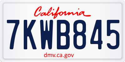 CA license plate 7KWB845