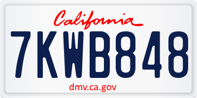 CA license plate 7KWB848