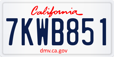 CA license plate 7KWB851
