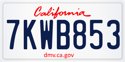 CA license plate 7KWB853