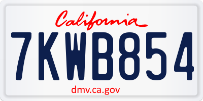 CA license plate 7KWB854