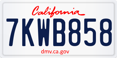 CA license plate 7KWB858