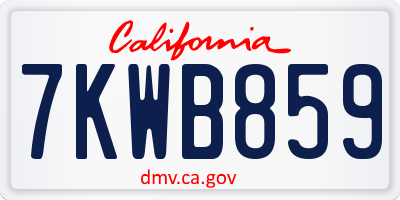 CA license plate 7KWB859