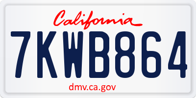 CA license plate 7KWB864