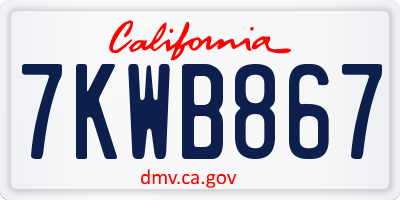 CA license plate 7KWB867