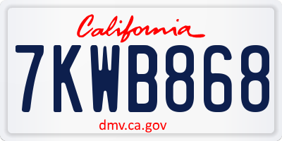 CA license plate 7KWB868