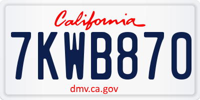 CA license plate 7KWB870