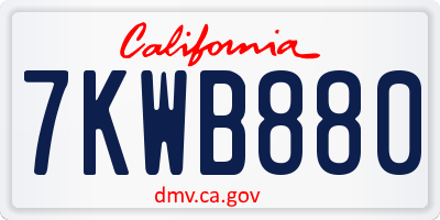 CA license plate 7KWB880