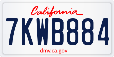 CA license plate 7KWB884