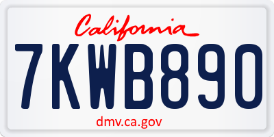 CA license plate 7KWB890