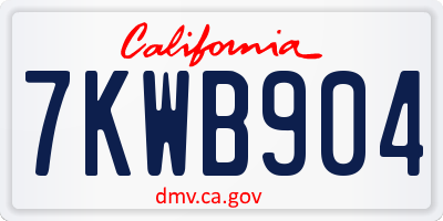 CA license plate 7KWB904