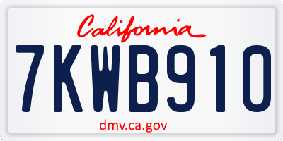 CA license plate 7KWB910