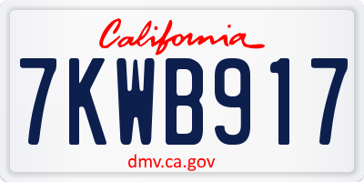CA license plate 7KWB917