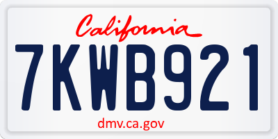 CA license plate 7KWB921