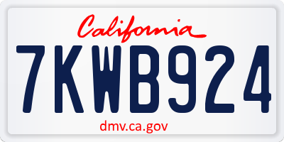 CA license plate 7KWB924