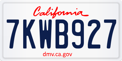 CA license plate 7KWB927