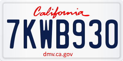 CA license plate 7KWB930