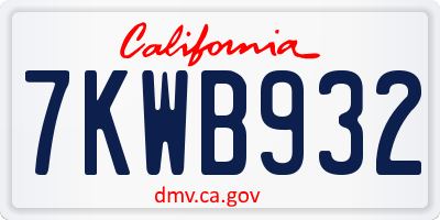 CA license plate 7KWB932