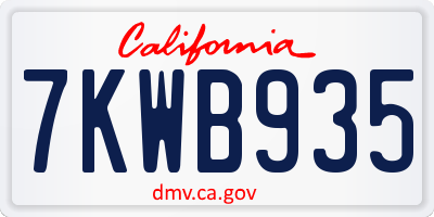 CA license plate 7KWB935