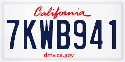 CA license plate 7KWB941