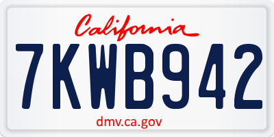 CA license plate 7KWB942