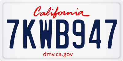 CA license plate 7KWB947