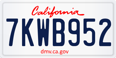 CA license plate 7KWB952