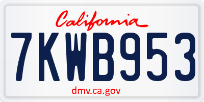 CA license plate 7KWB953