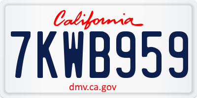 CA license plate 7KWB959