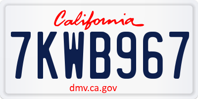 CA license plate 7KWB967