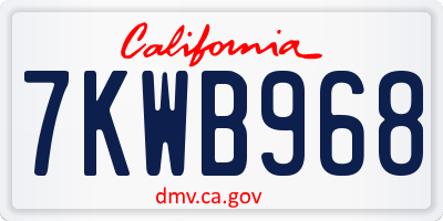 CA license plate 7KWB968