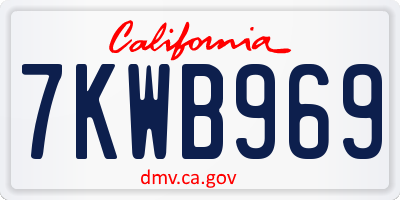 CA license plate 7KWB969