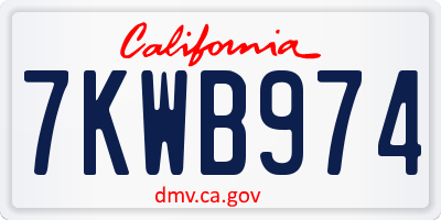 CA license plate 7KWB974
