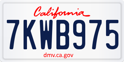 CA license plate 7KWB975